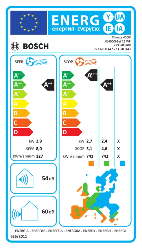 BOSCH klimatizácia single split CL4000i-Set 26 E nástenná - 2,9/2,93kW
