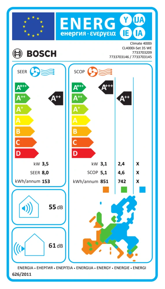BOSCH klimatizácia single split CL4000i-Set 35 E* nástenná - 3,5/3,8kW