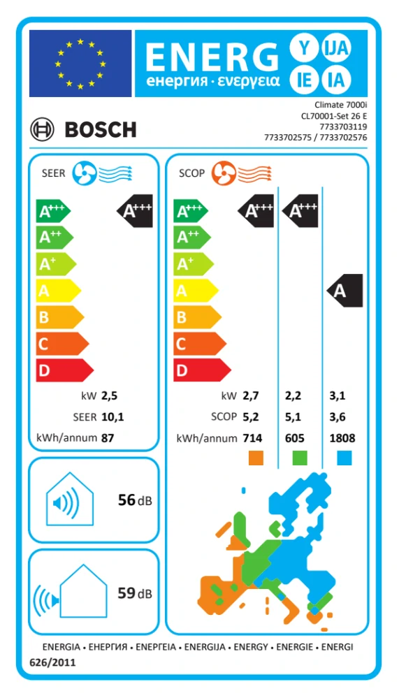 BOSCH klimatizácia single split CL7000i-Set 26 EB nástenná - 2,5/4,1kW
